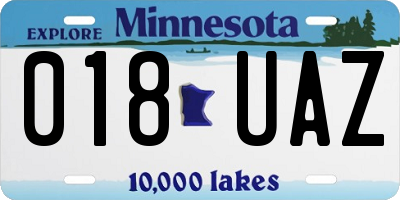 MN license plate 018UAZ
