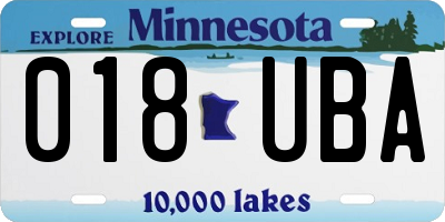 MN license plate 018UBA