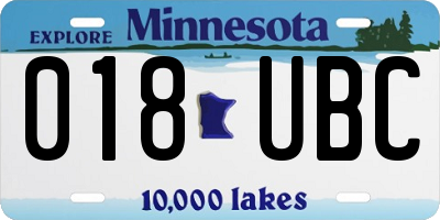 MN license plate 018UBC