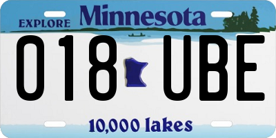 MN license plate 018UBE