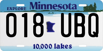 MN license plate 018UBQ