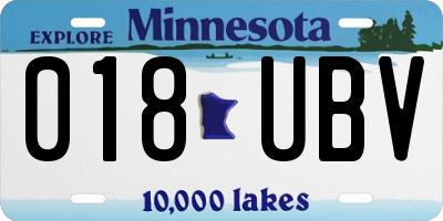 MN license plate 018UBV