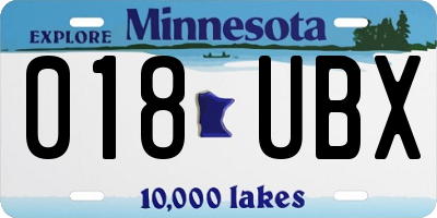 MN license plate 018UBX