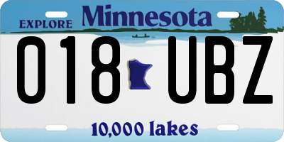 MN license plate 018UBZ