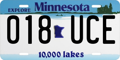 MN license plate 018UCE