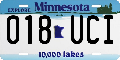 MN license plate 018UCI