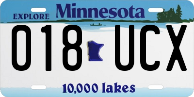 MN license plate 018UCX