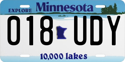 MN license plate 018UDY