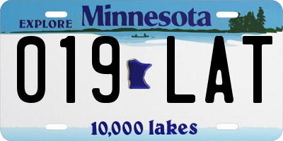 MN license plate 019LAT
