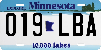 MN license plate 019LBA