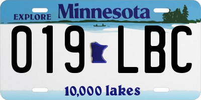 MN license plate 019LBC
