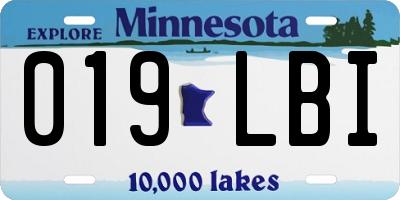 MN license plate 019LBI
