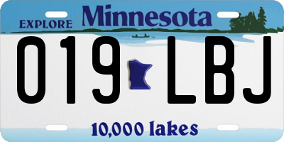 MN license plate 019LBJ