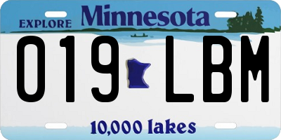 MN license plate 019LBM