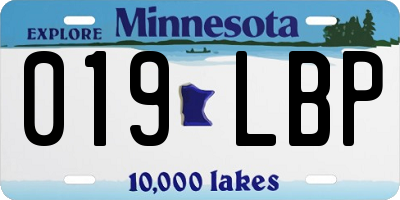 MN license plate 019LBP