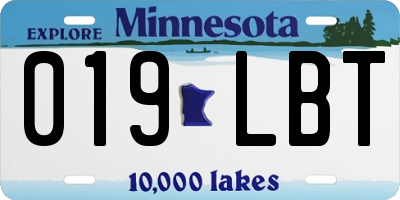 MN license plate 019LBT