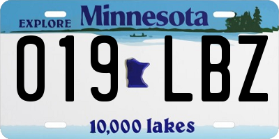 MN license plate 019LBZ