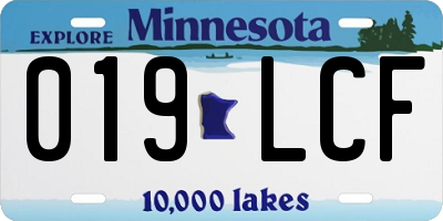 MN license plate 019LCF