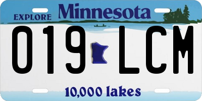 MN license plate 019LCM