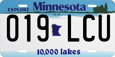 MN license plate 019LCU