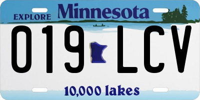 MN license plate 019LCV