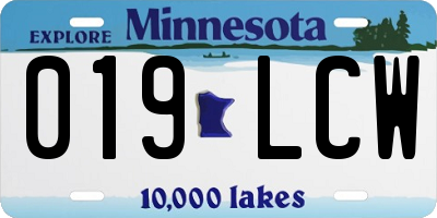 MN license plate 019LCW