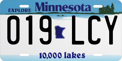 MN license plate 019LCY