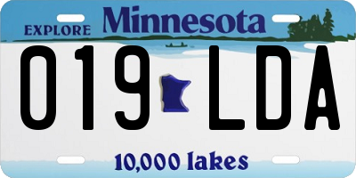 MN license plate 019LDA