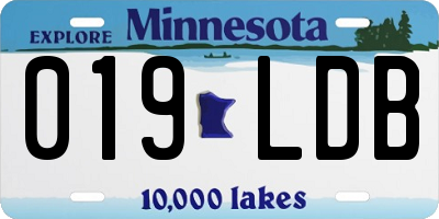 MN license plate 019LDB