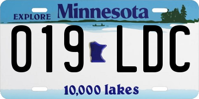 MN license plate 019LDC