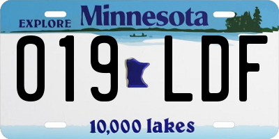 MN license plate 019LDF