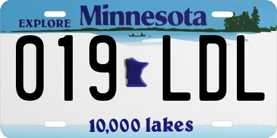 MN license plate 019LDL