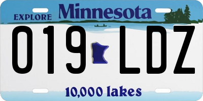 MN license plate 019LDZ