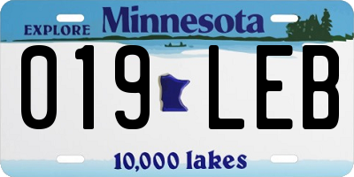MN license plate 019LEB