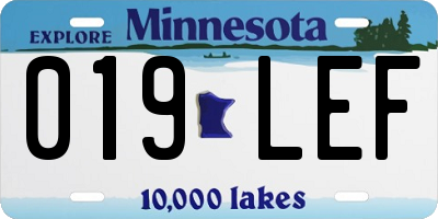 MN license plate 019LEF