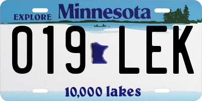 MN license plate 019LEK