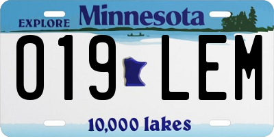 MN license plate 019LEM