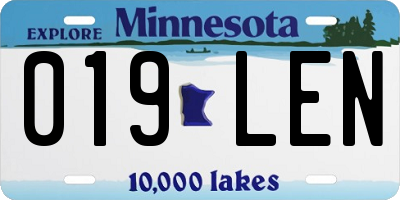 MN license plate 019LEN