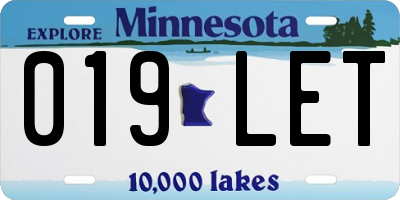 MN license plate 019LET
