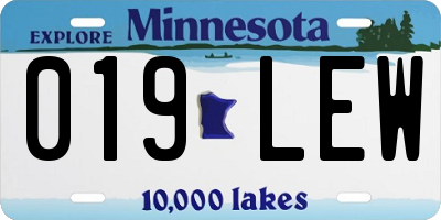 MN license plate 019LEW