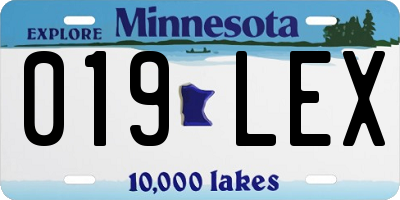 MN license plate 019LEX