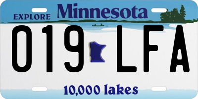 MN license plate 019LFA