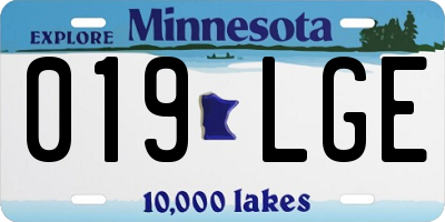 MN license plate 019LGE
