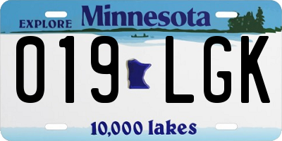 MN license plate 019LGK