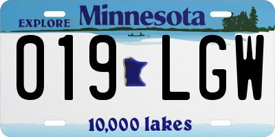 MN license plate 019LGW