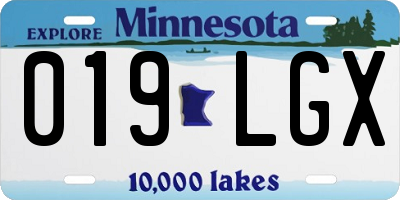 MN license plate 019LGX
