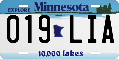 MN license plate 019LIA