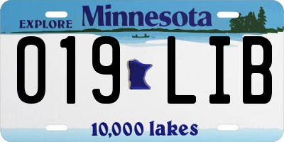 MN license plate 019LIB