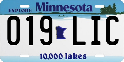 MN license plate 019LIC