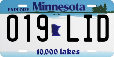 MN license plate 019LID